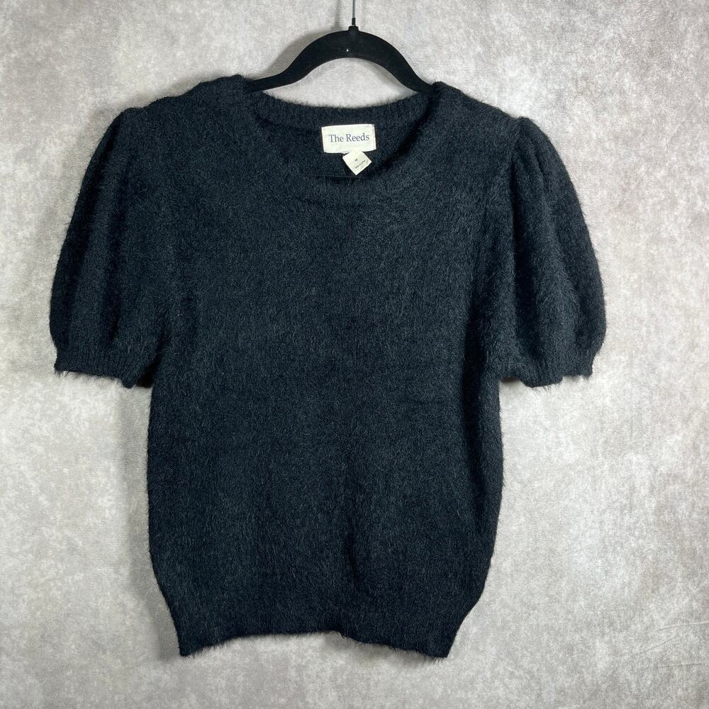The Reeds Sweater Womens‎ Medium Blue Puff Short Sleeves Crew Neck Pullover